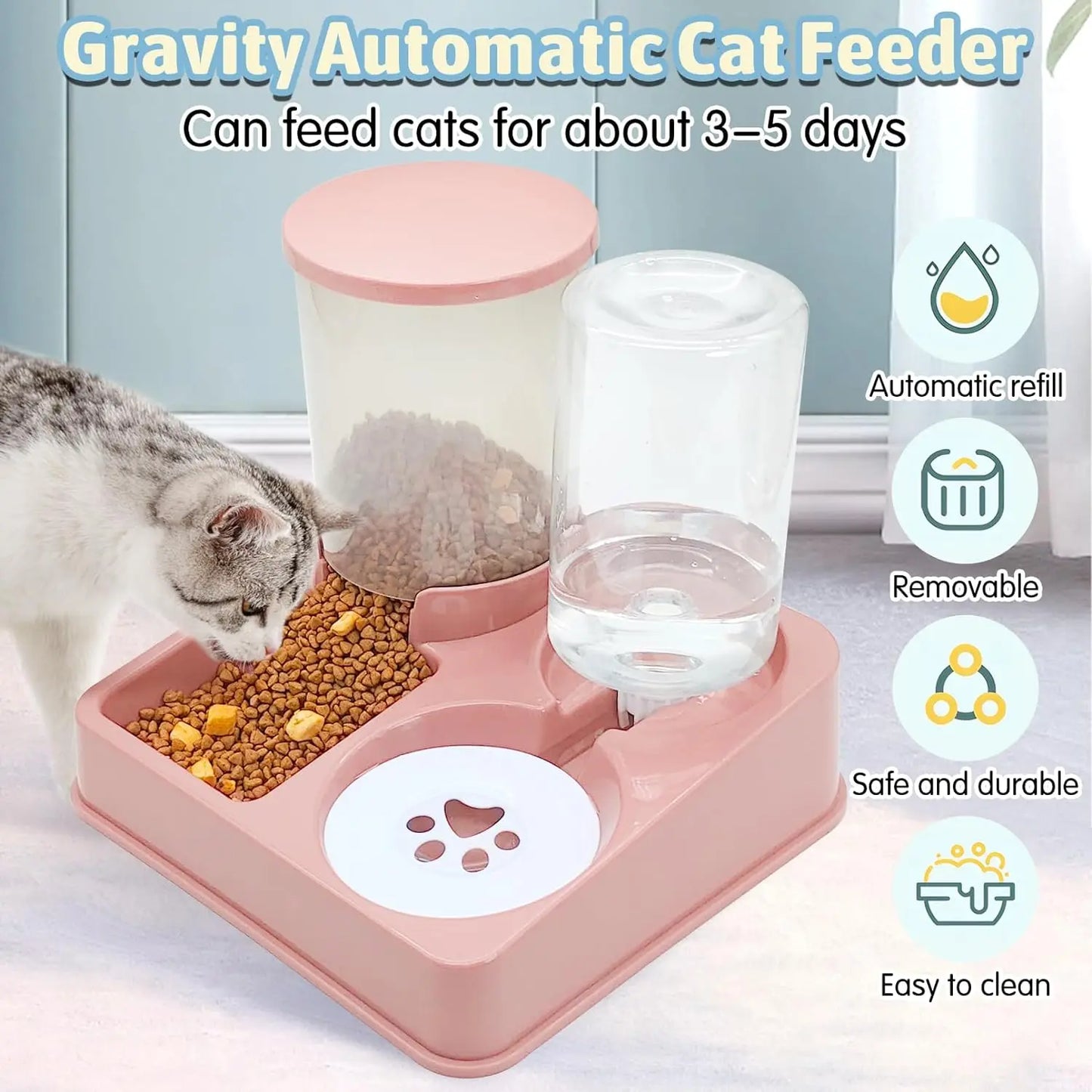 Automatic Cat Feeder Water Dispenser Set